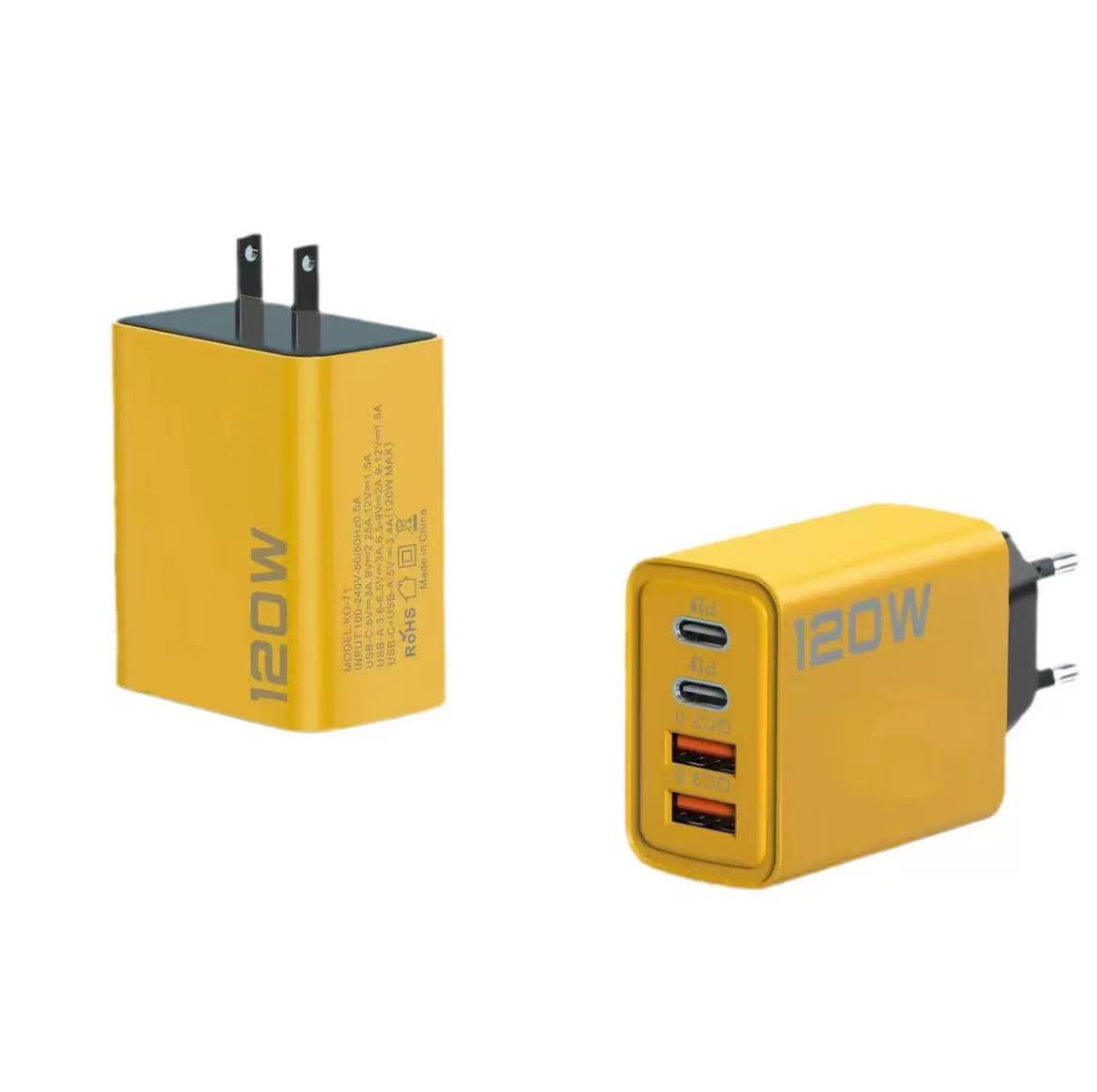 120w双USB+双C 多口充电器适用于苹果华为英欧美规充电器批发